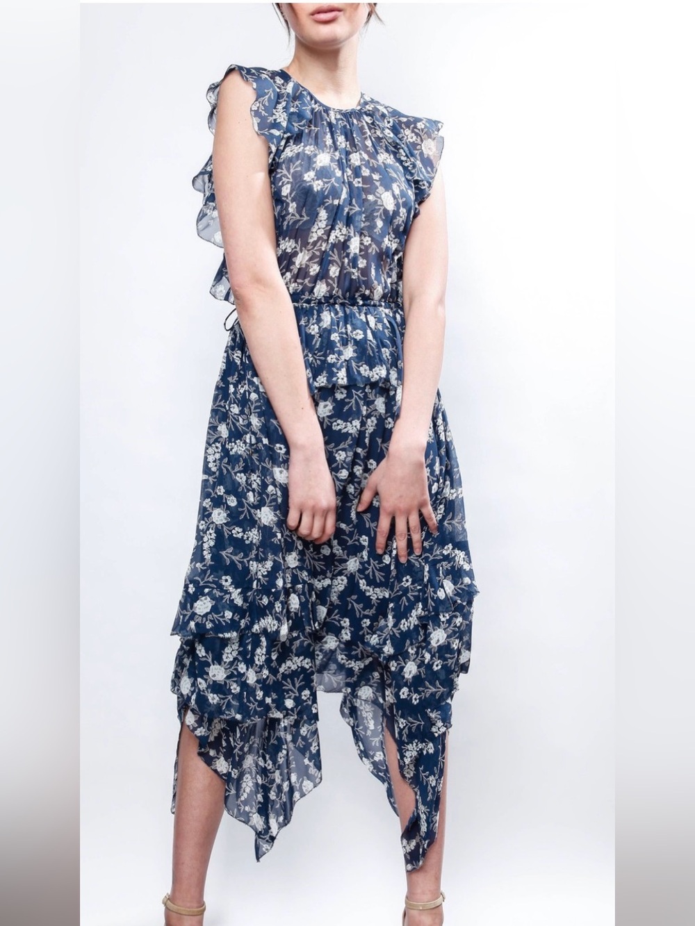 ULLA JOHNSON Caterina Floral Blue Dress - Size 4